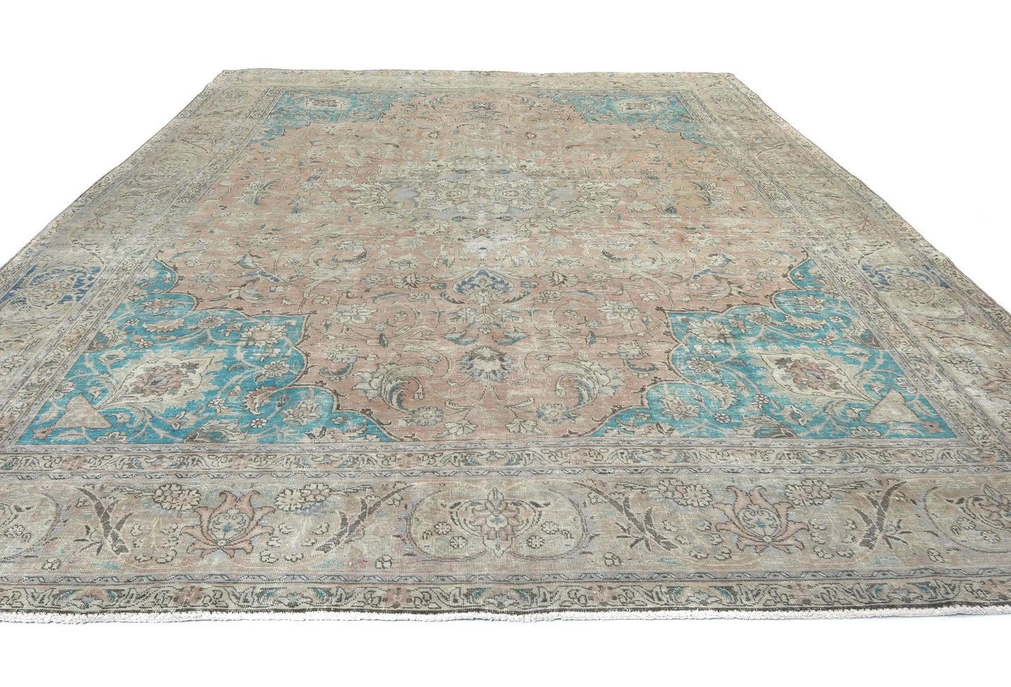 Distressed Semi-Antique Oriental Wool Rug 9X12 Ft