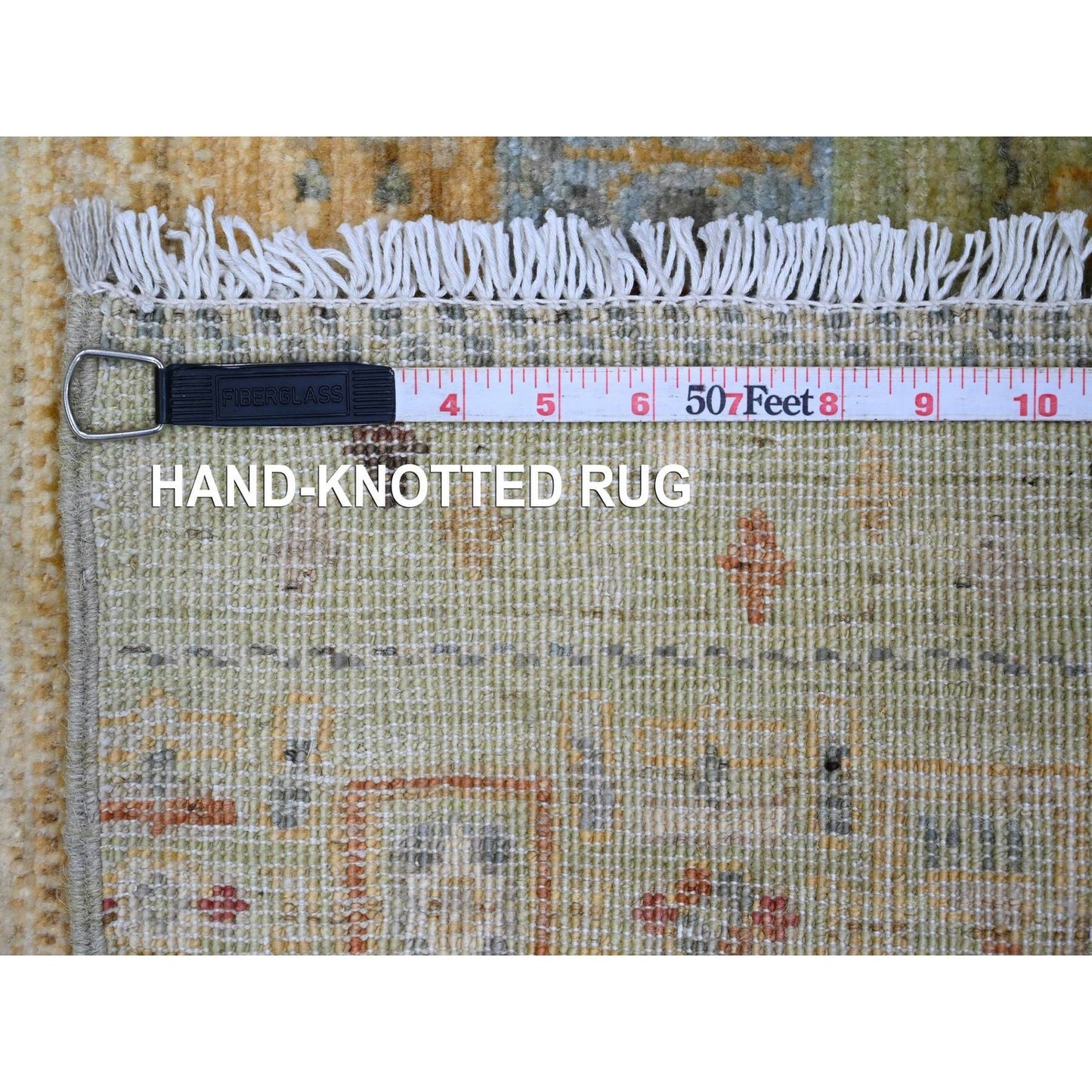 2'5"X9'9" Green Hand Knotted Kashkuli Animal Figurines Wool Runner Rug