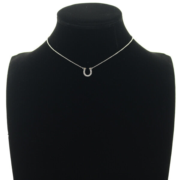 Star Jewelry Necklace Diamond Horseshoe 18K 750 White Gold