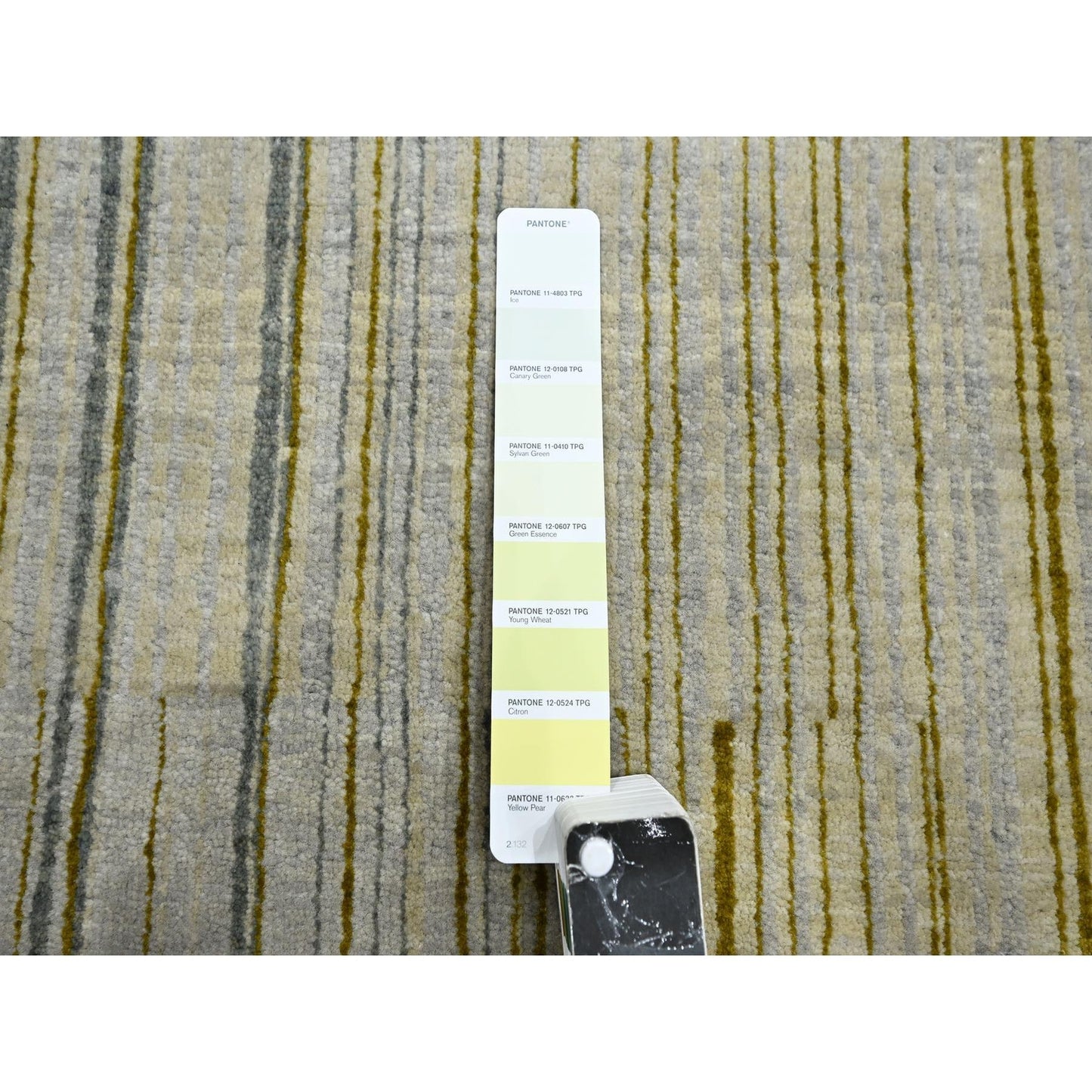 9'2"X12'4" Gray Mid Century Inspired Line Design Wool Hand Knotted Rug