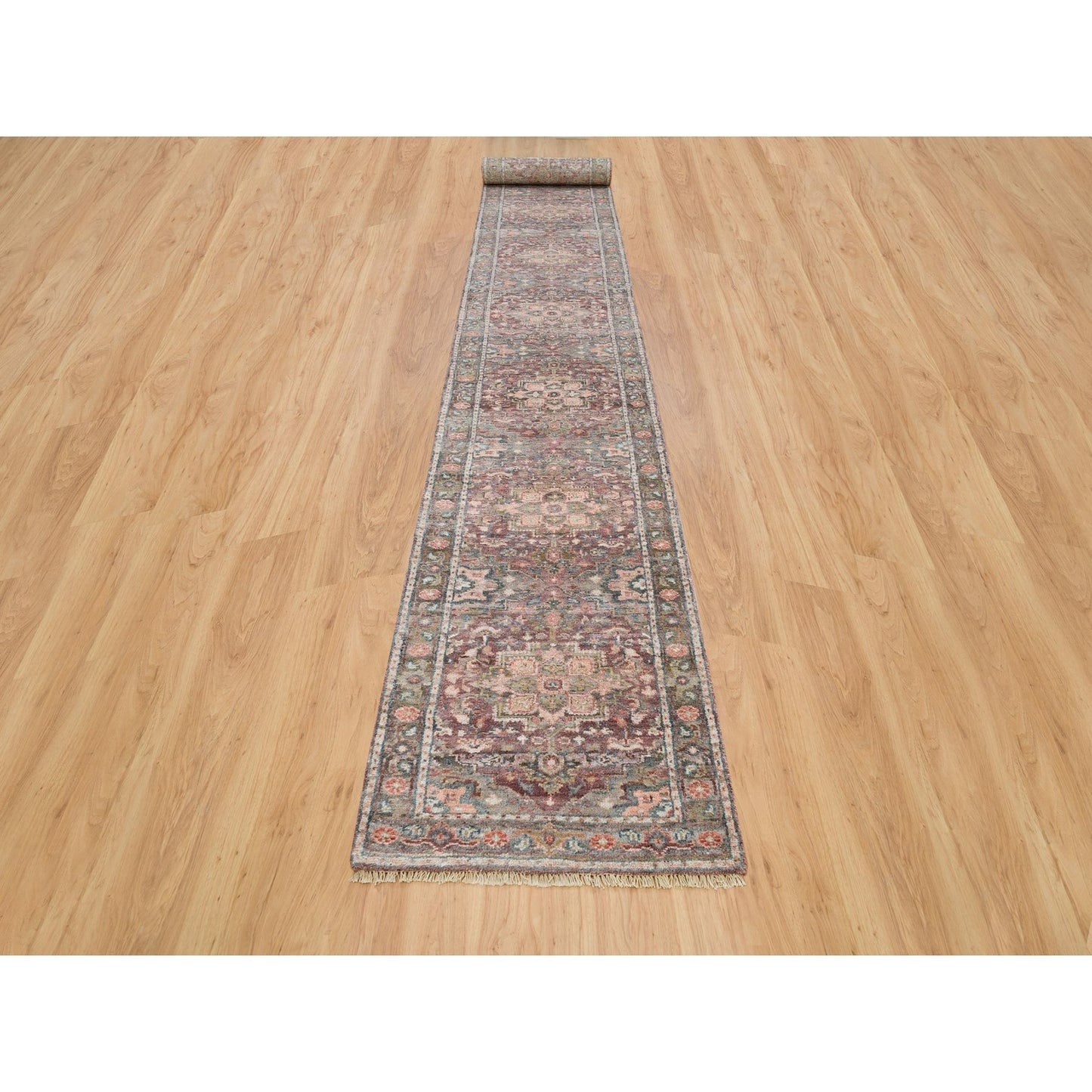 2'8"X21'10" Cordovan Red Extra Soft Wool Pile Hand Knotted Xl Runner Rug