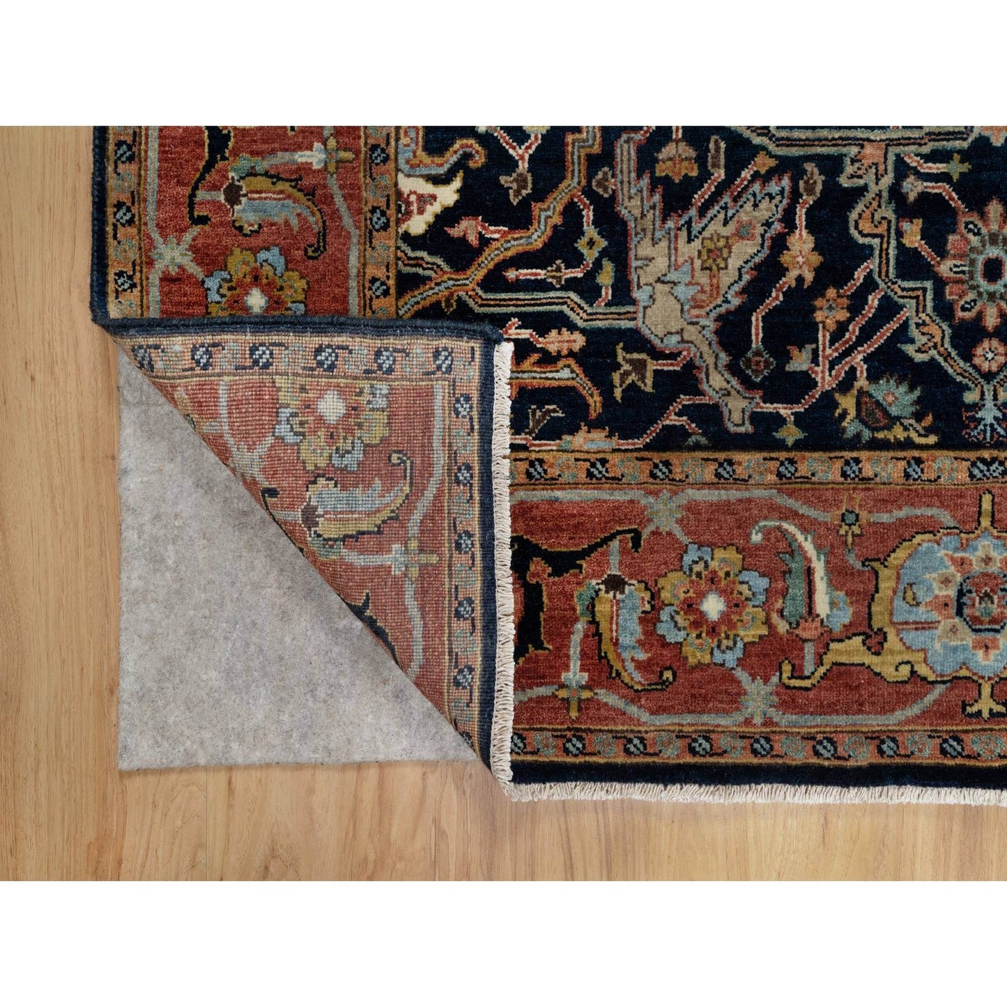 5'X7'2" Blue Natural Dyes All Wool Antiqued Fine Heris Hand Knotted Rug