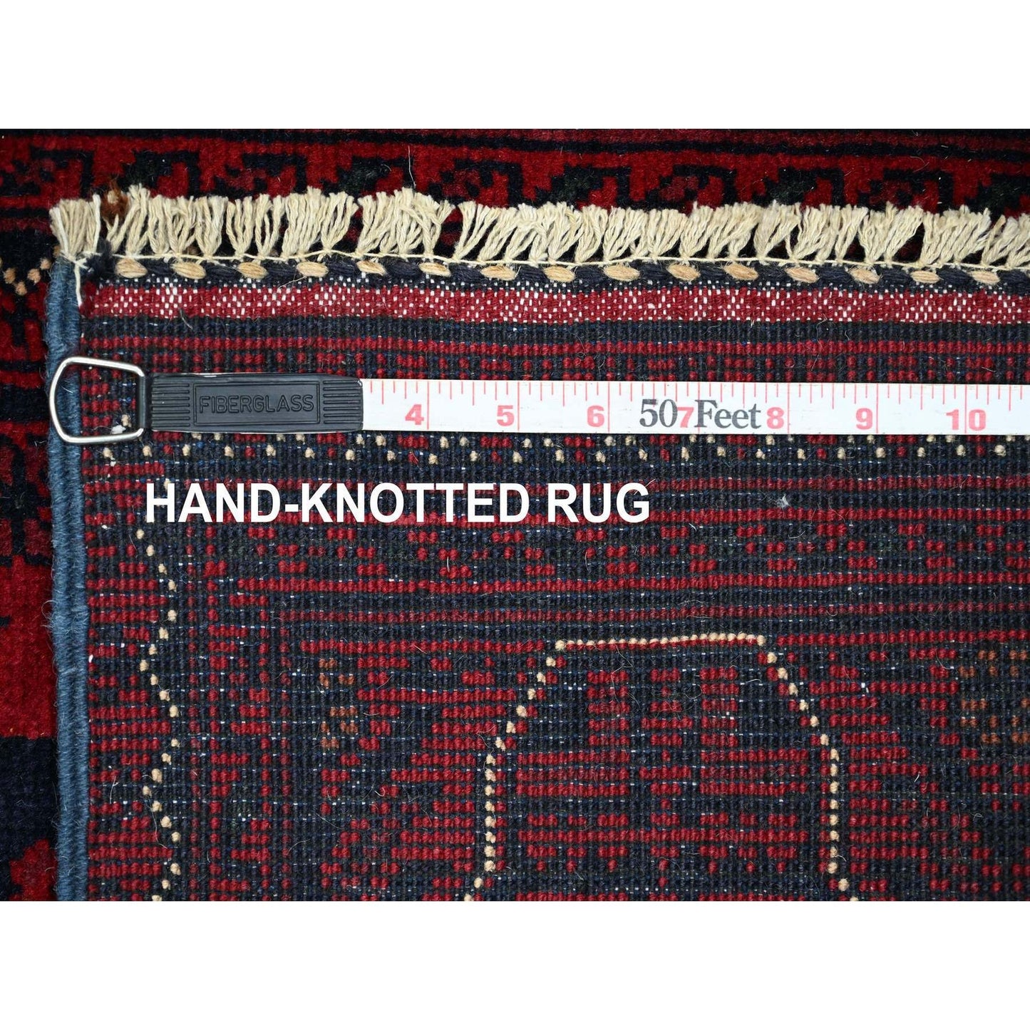 2'5"X19'2" Red Afghan Khamyab Star Design Wool Hand Knotted Runner Rug