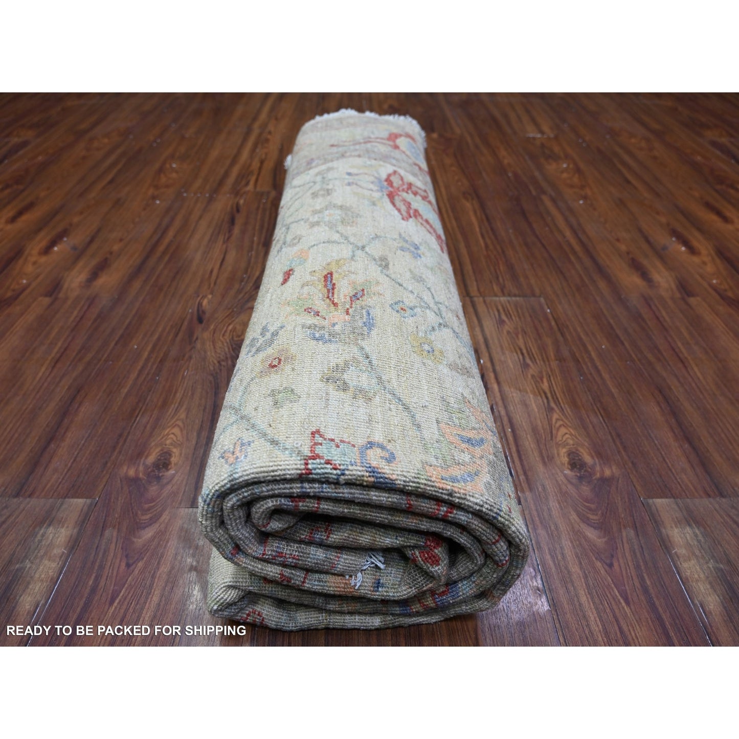 8'X8' Ivory Ziegler Mahal Hand Knotted Pure Wool Round Oriental Rug