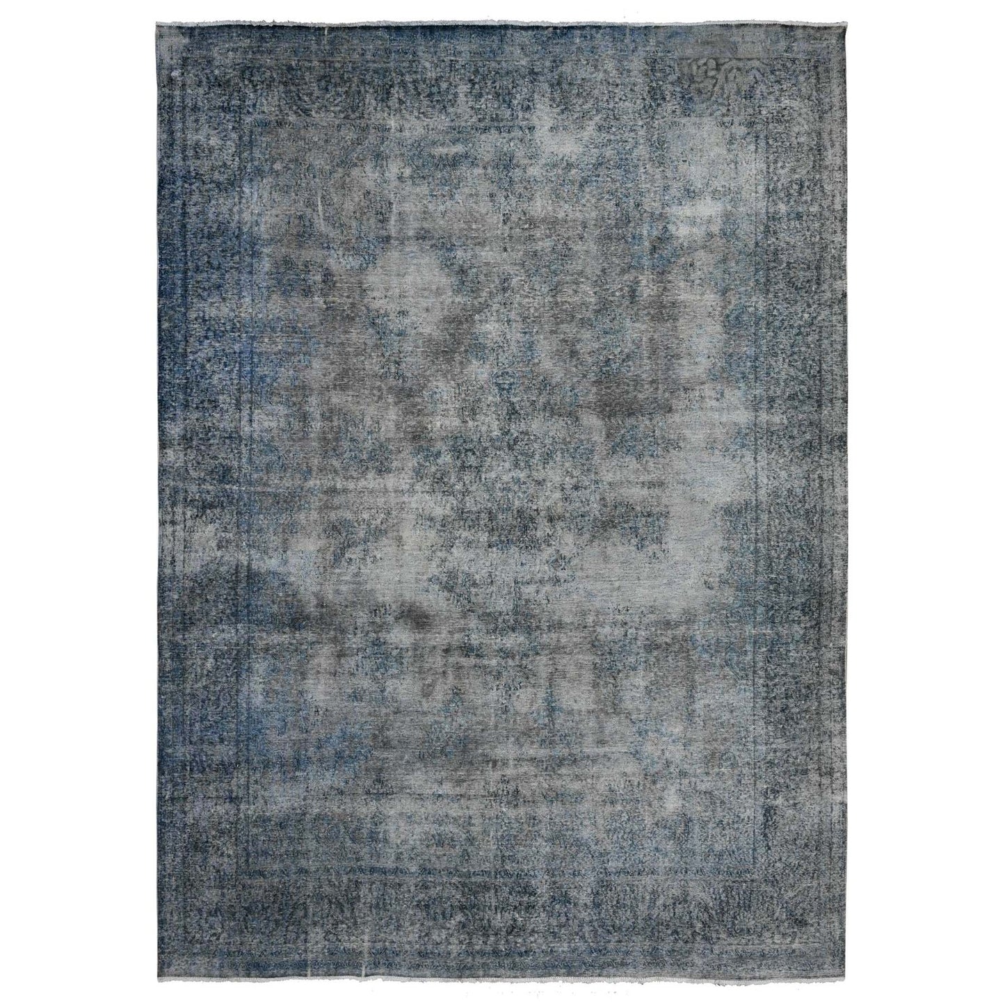 9'8"X13'3" Jet Gray Vintage Zoroastrian Karman Hand Knotted Oriental Rug