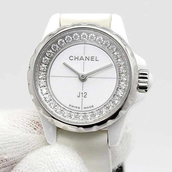 Chanel J12 Xs Diamond / H4664 White Ceramic Enamel Leather Quartz