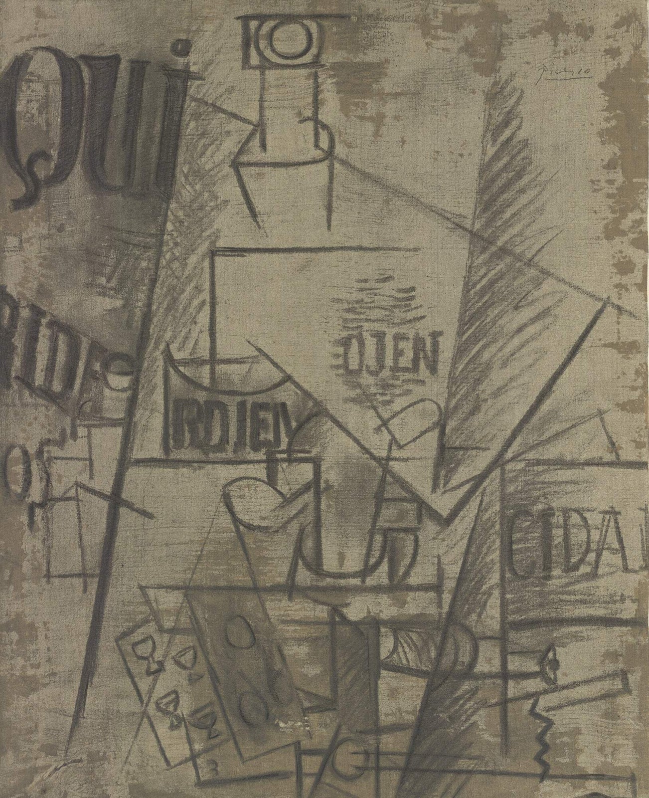 Pablo Picasso Papiers Colles " Lithograph Cubism Brown Pablo Pic