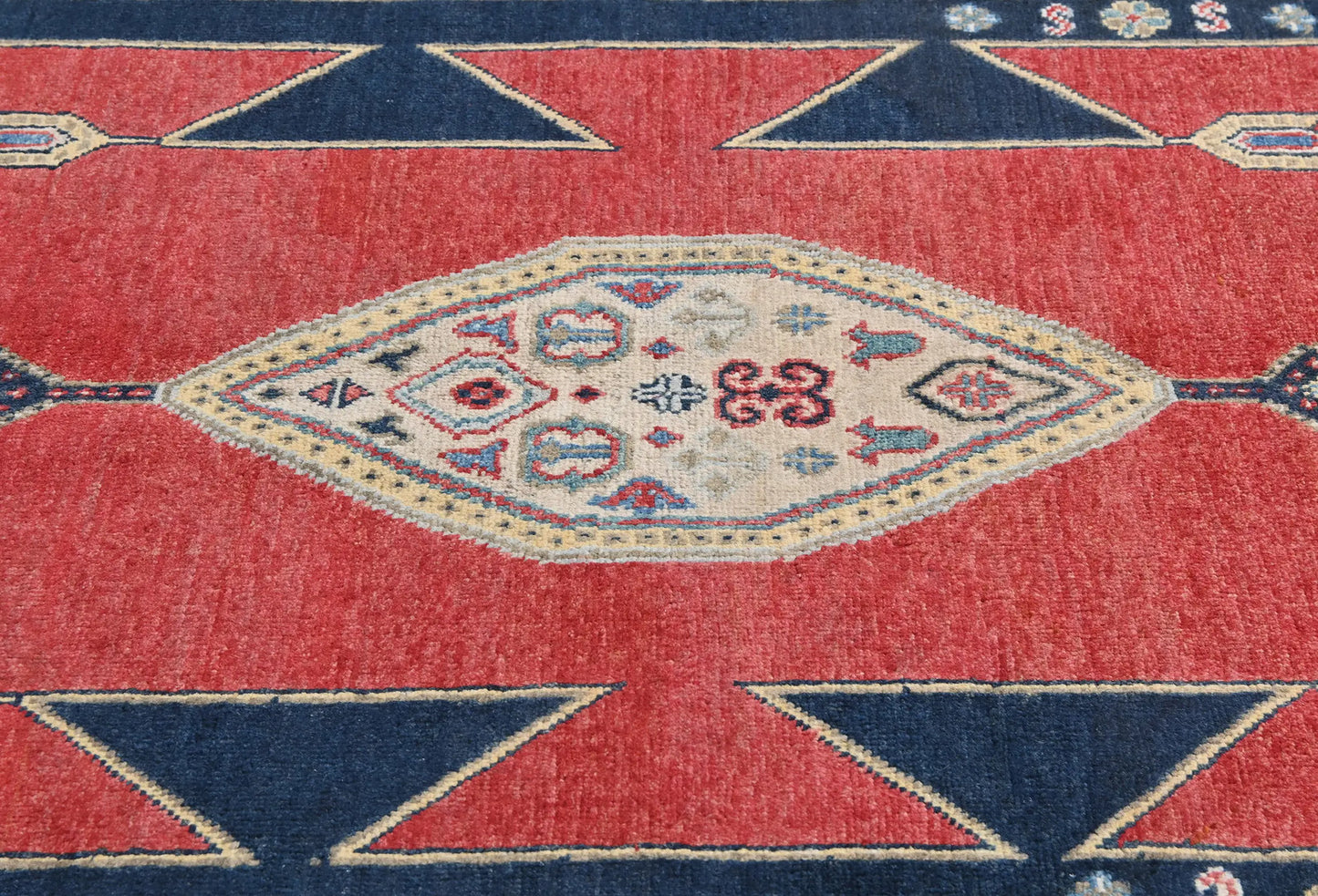 Handmade Kazak Oushak Oriental Rug 4X6 Ft Red