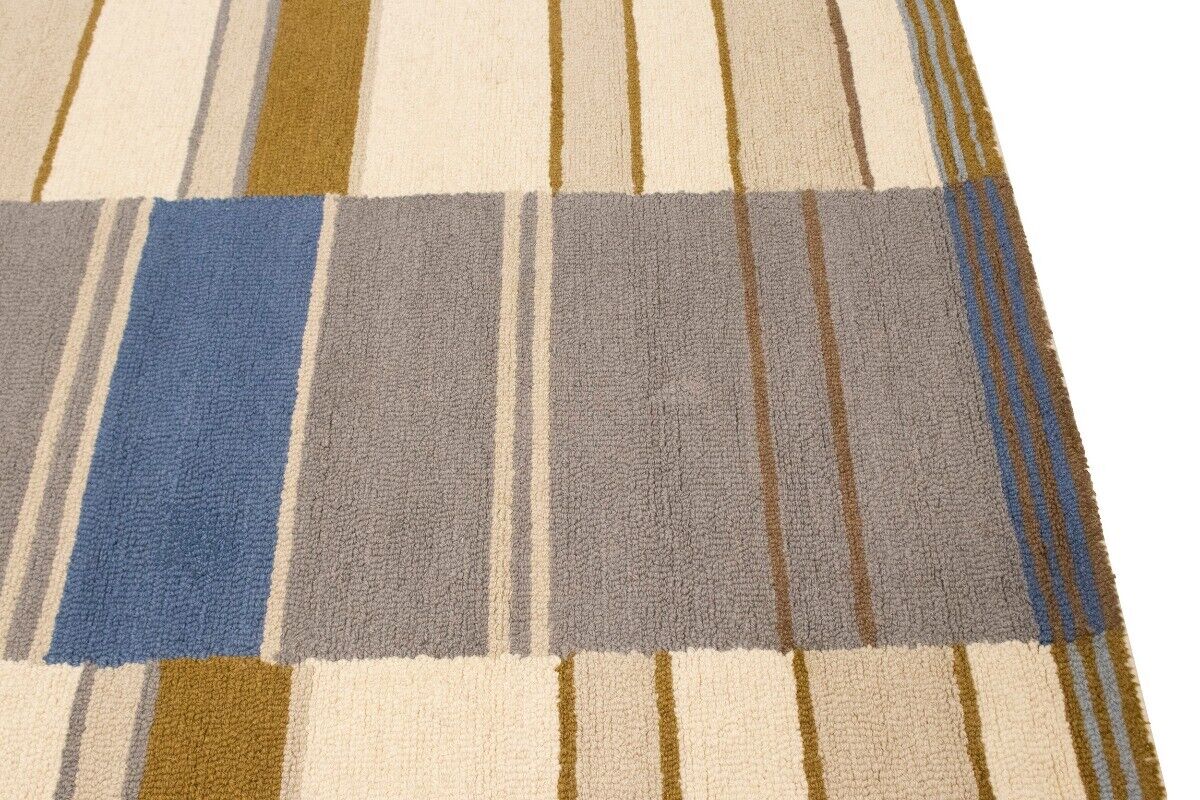 Hand-Tufted Multicolored Stripes Design Plush Rug