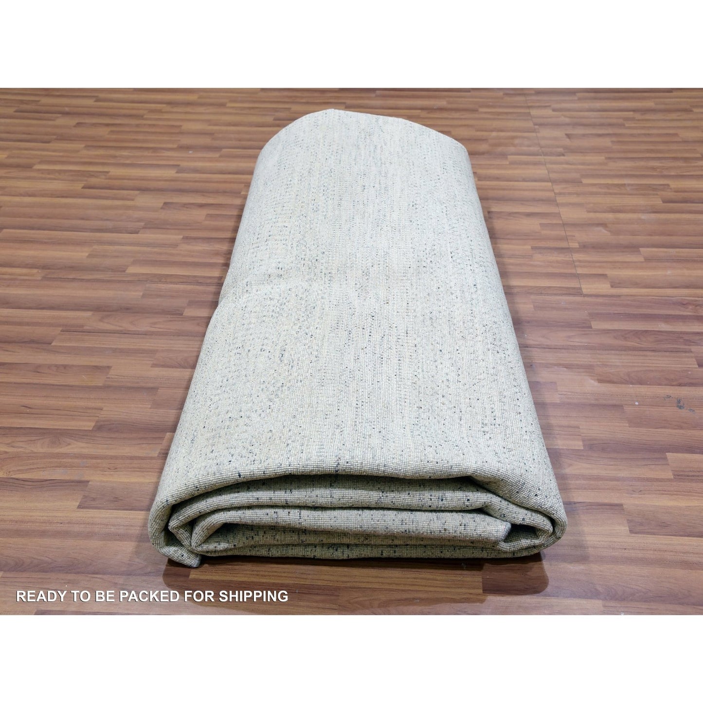 12'X12' Mushroom Gray Wool Hand Knotted Grass Design Round Oriental Rug