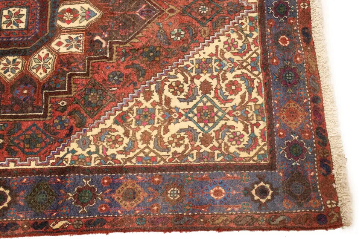 Vintage Handmade Oriental Rug Floral Geometric