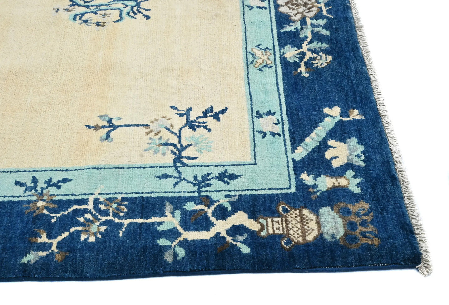 Handmade Kazak Oushak Rug 5X6 Ft Bordered Modern