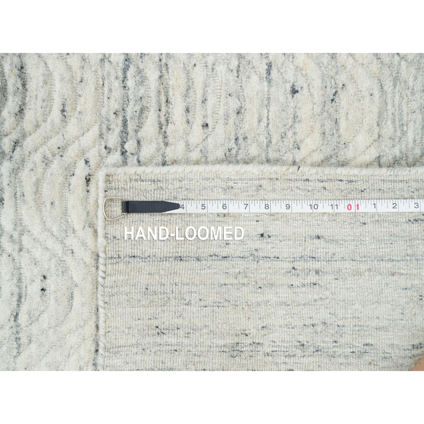 2'5"X12' Beige Modern Design Hand Loomed Natural Wool Runner Rug