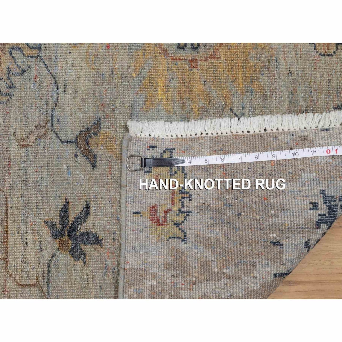 2'1"X3' Gray Broken Pattern Oushak Design 100% Wool Hand Knotted Mat Rug