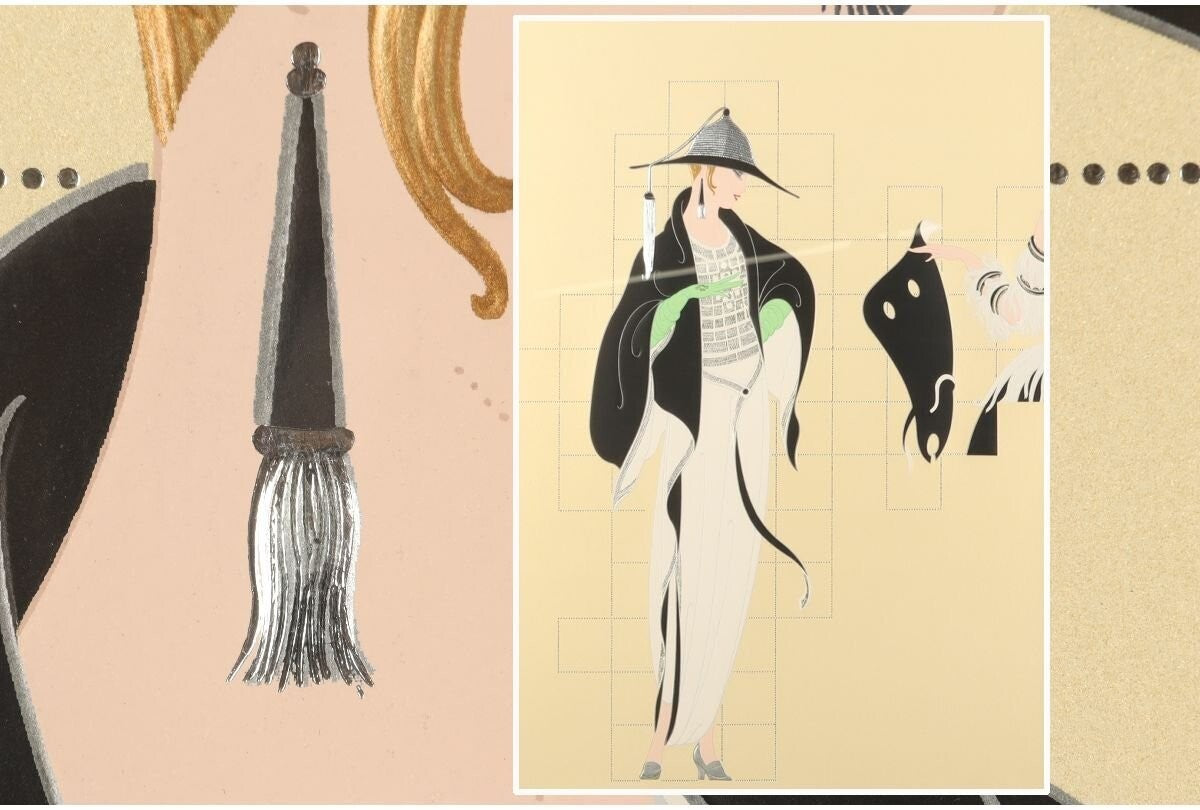 Erte "Haute Couture" Embossed Color Serigraph Silkscreen Hand Signed Framed