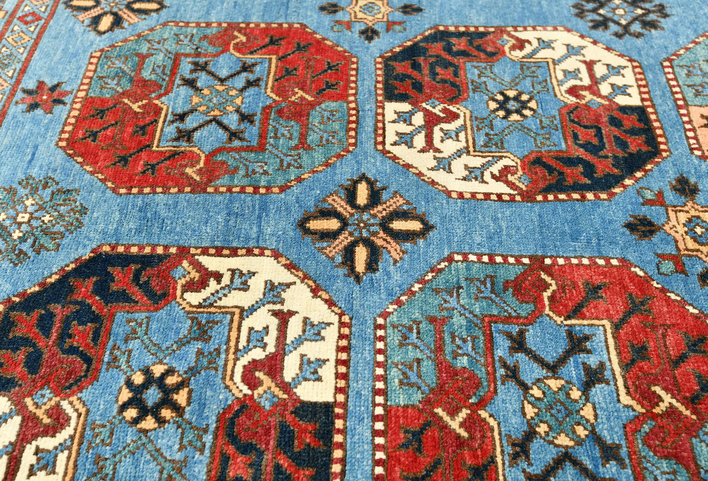 Hand-Knotted Farmho Rug Geometric Tribal Style