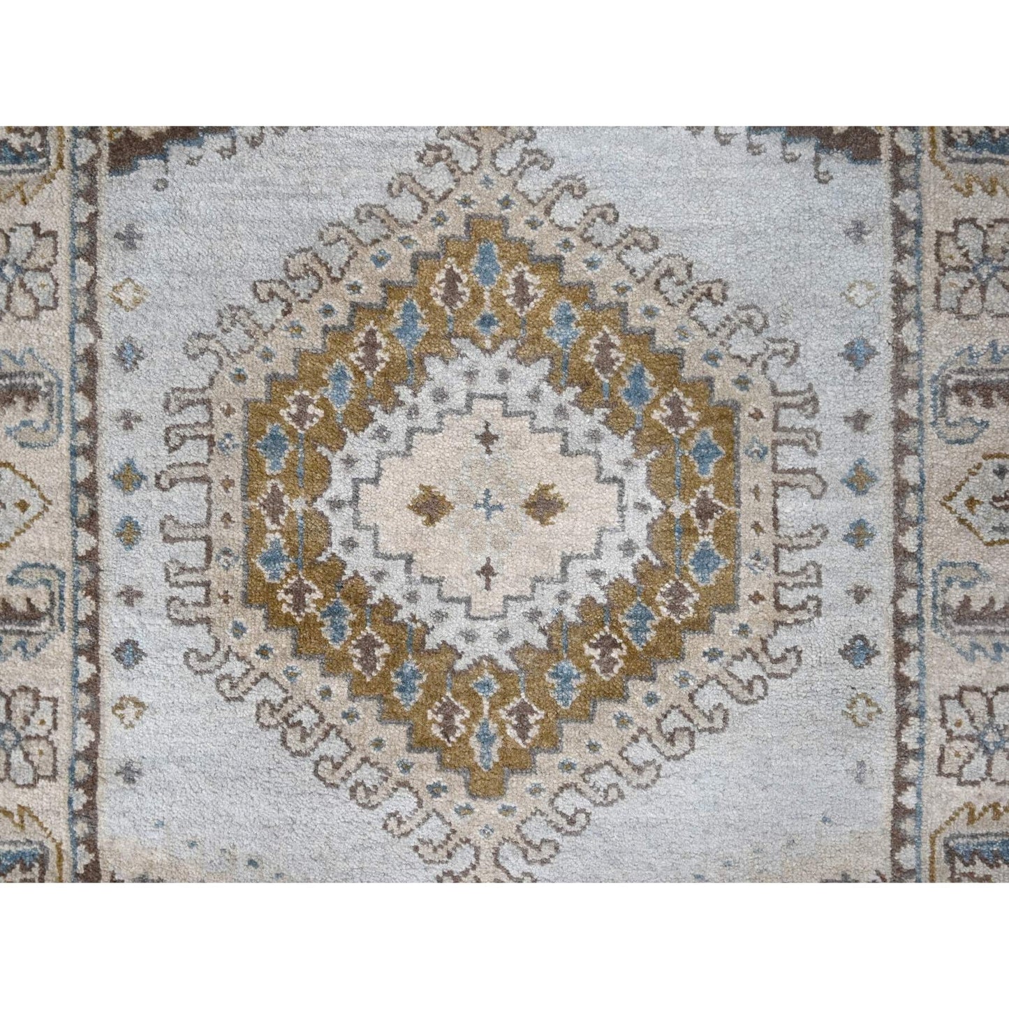 2'9"X21'9" Gray Zoroastrian Village Inspired Wool Hand Knotted Runner Rug