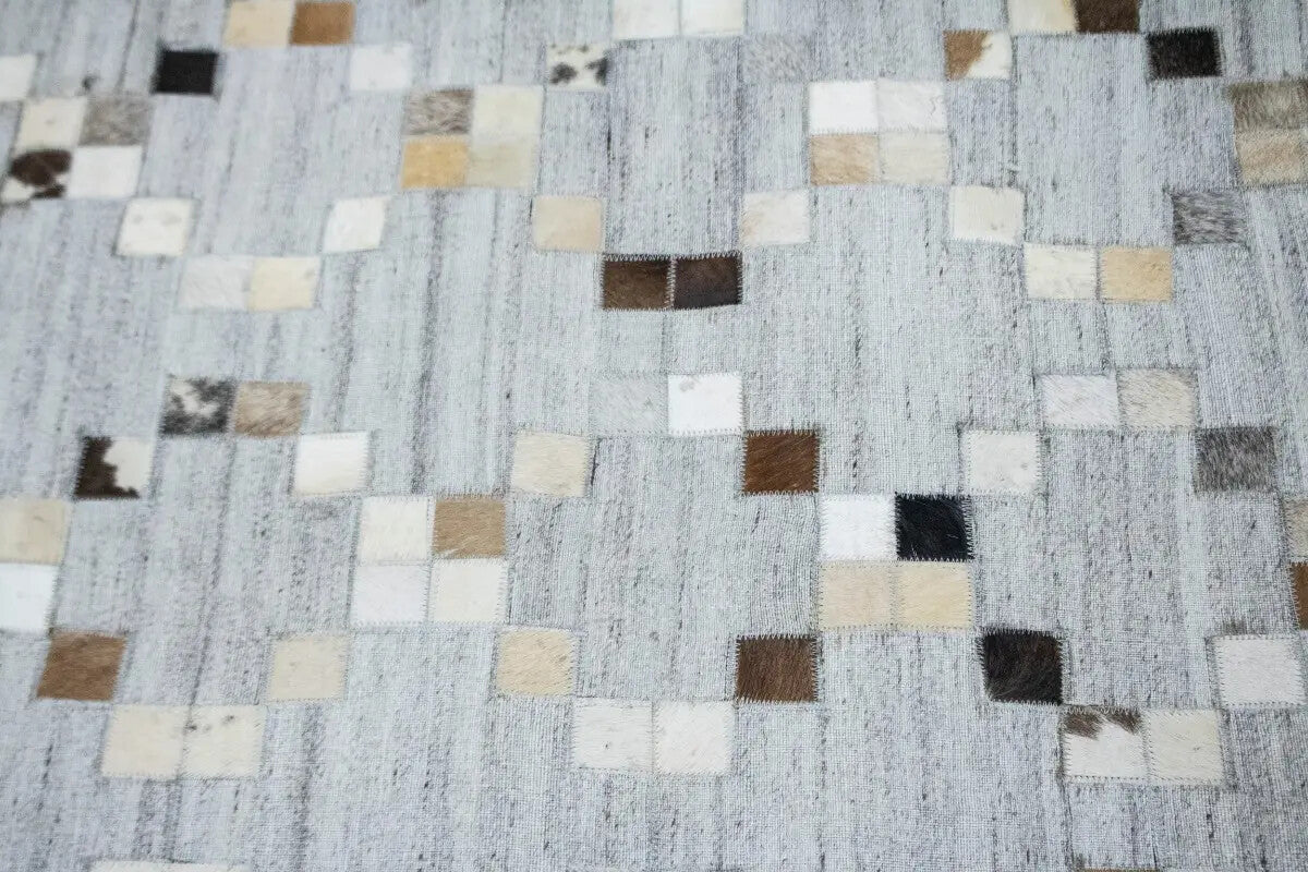 Handcrafted Cowhide Patchwork Rug New