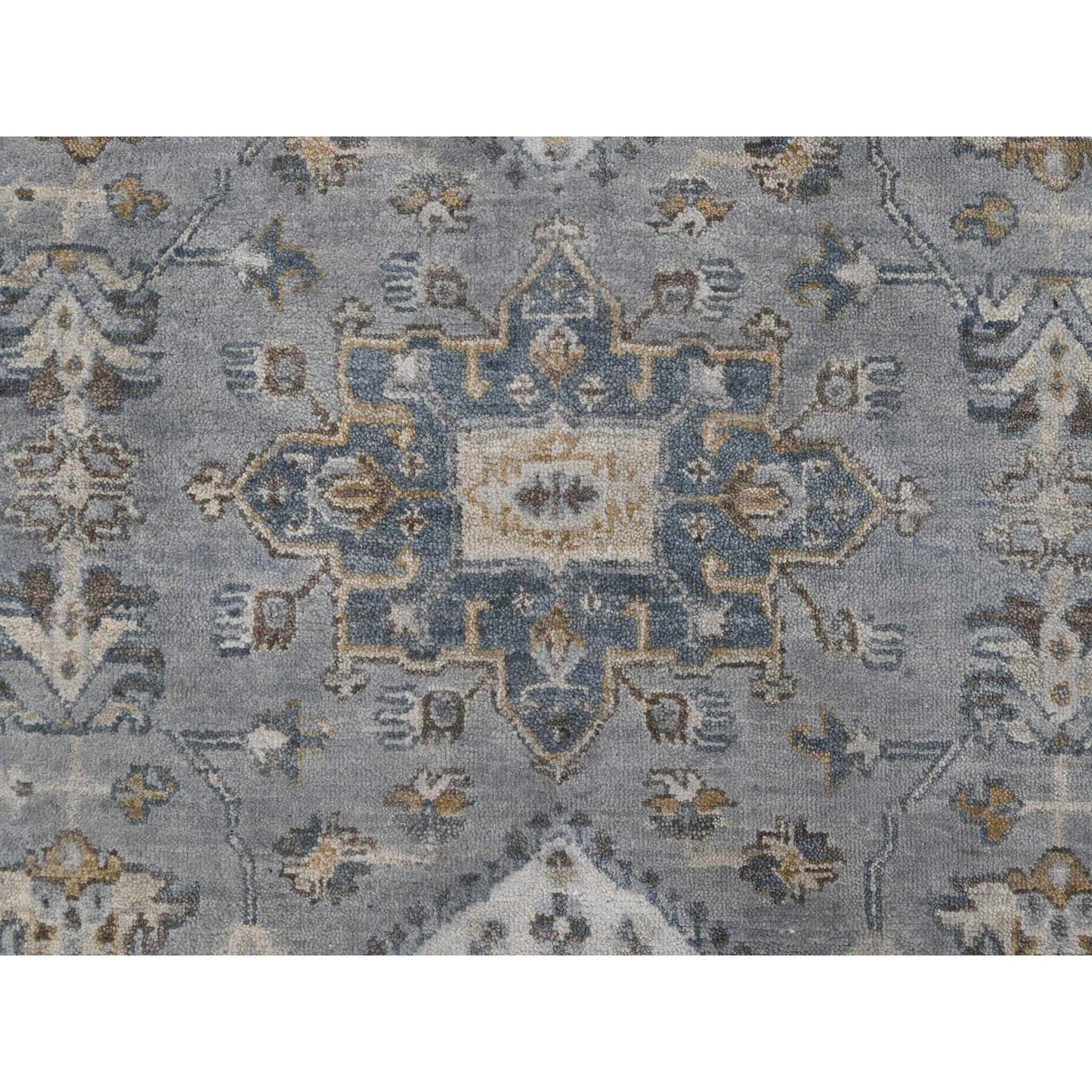 10'X13'9" Rainer Gray Karajeh Geometric Design Hand Knotted 100% Wool Rug