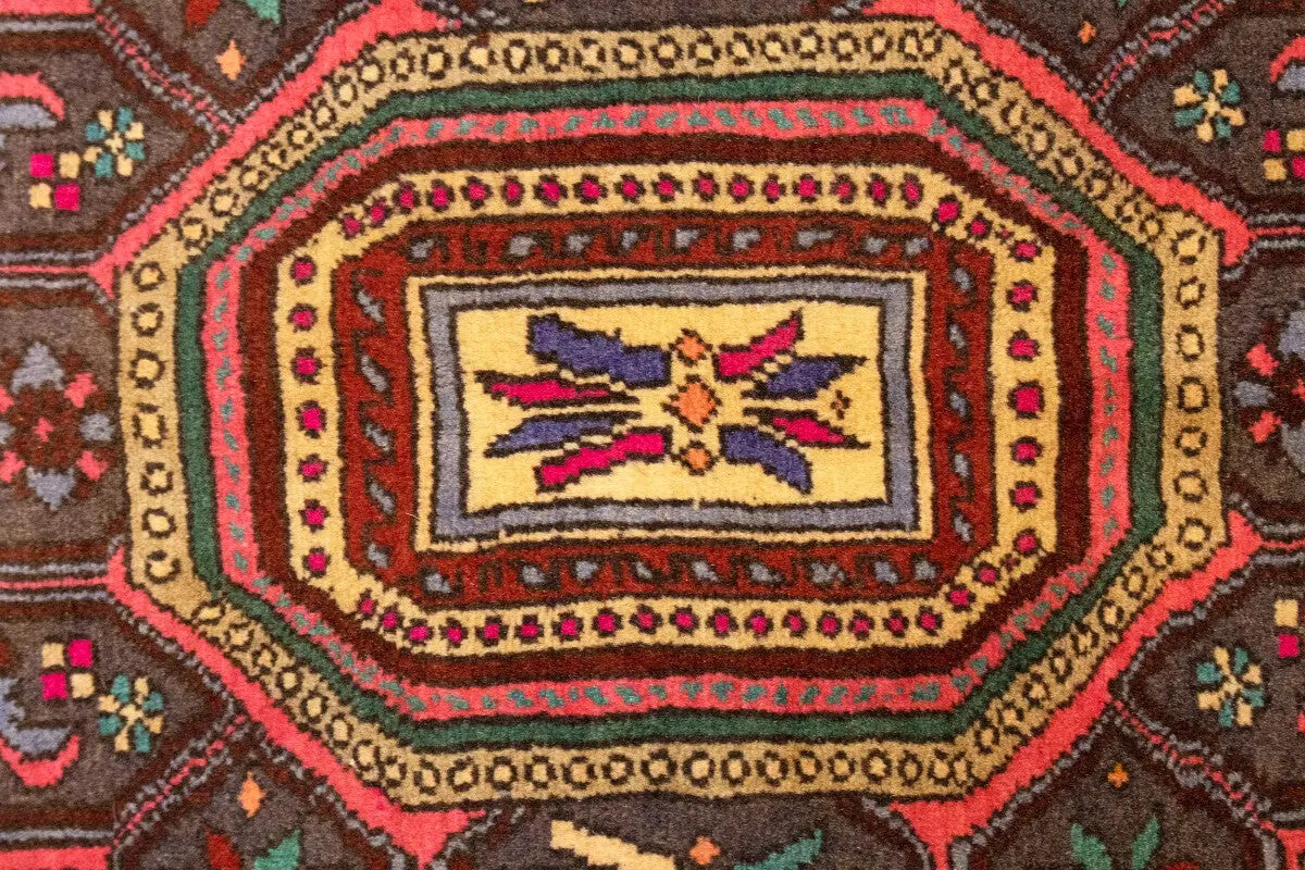 Vintage Handmade Oriental Rug Geometric Floral