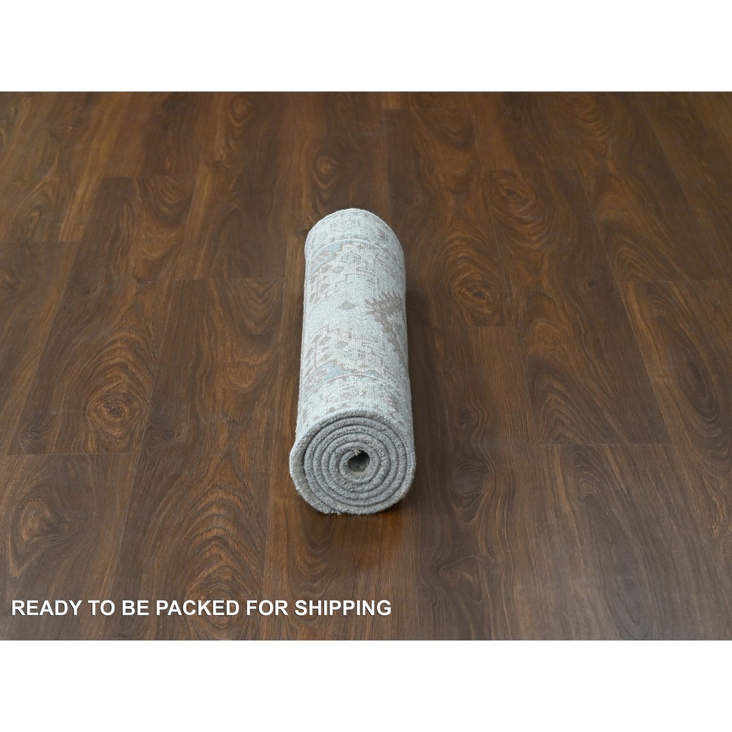 2'7"X5'10" Smoke Gray Zoroastrian Village Wool Hand Knotted Runner Rug