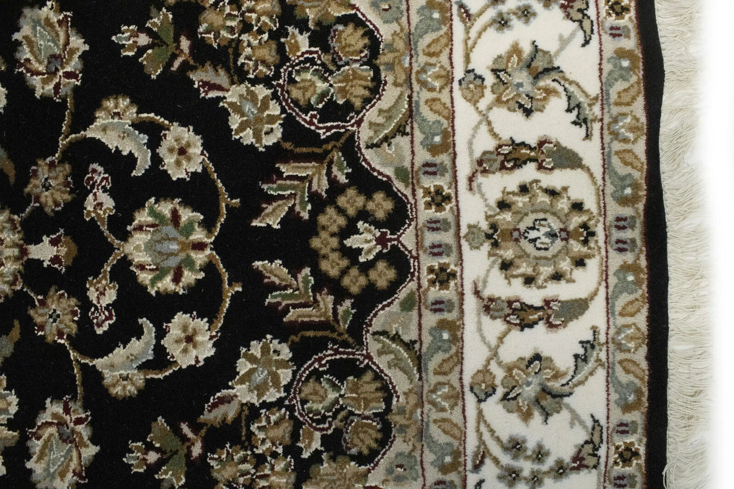 Handmade Indo-Nain Oriental Area Rug Floral