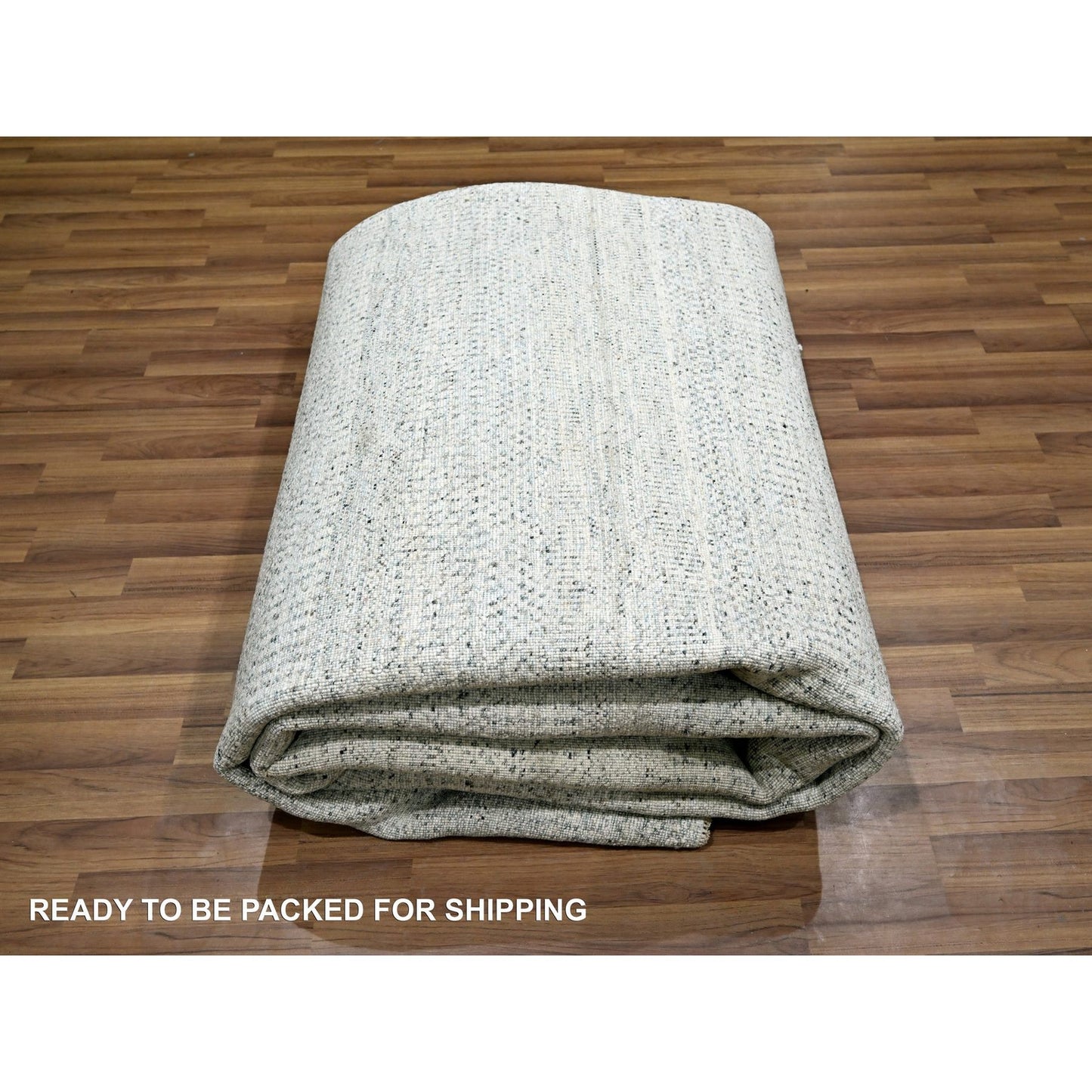 9'1"X12' Pearl White Modern Grass Design Hand Knotted Vibrant Wool Rug