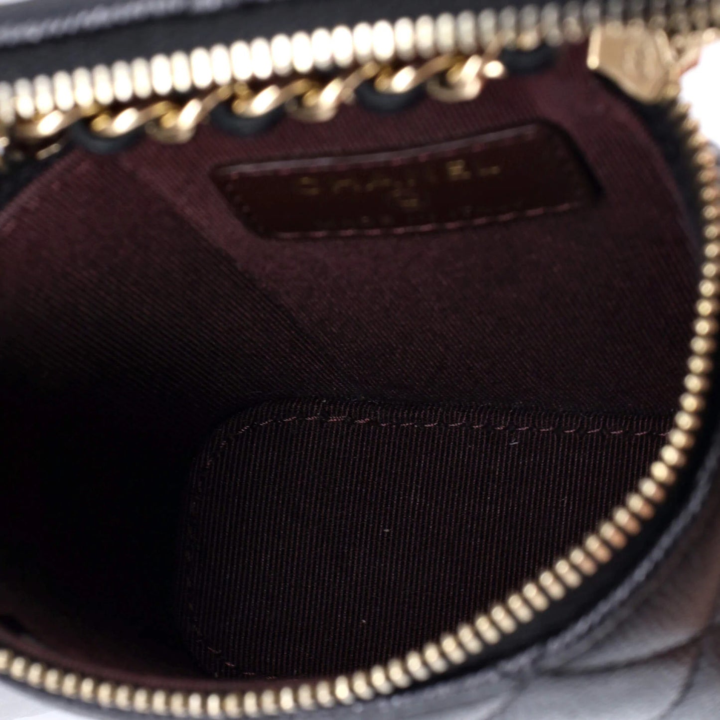 Chanel Vertical Classic Vanity Case With Chain Quilted Caviar Mini