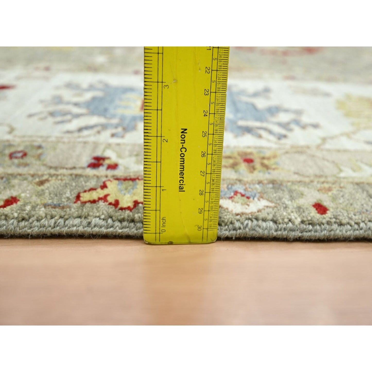 8'1"X10'1" Stone Gray Agra With Ziegler Design Hand Knotted Pure Wool Rug