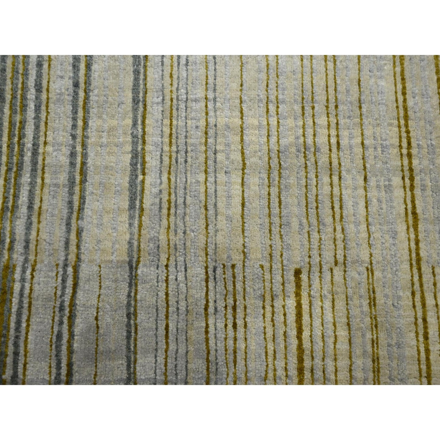 9'2"X12'4" Gray Mid Century Inspired Line Design Wool Hand Knotted Rug