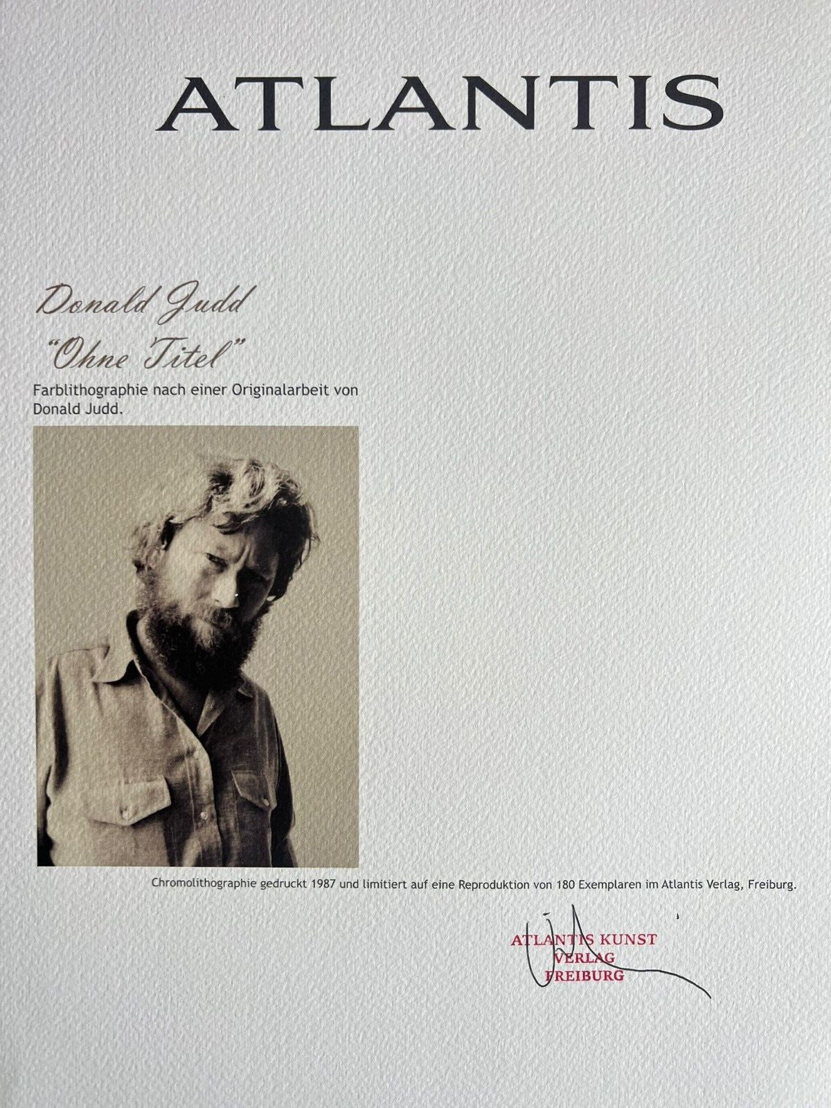 Donald Judd Lithograph Coa Signed Op Numbered In Pencil Crayon 180