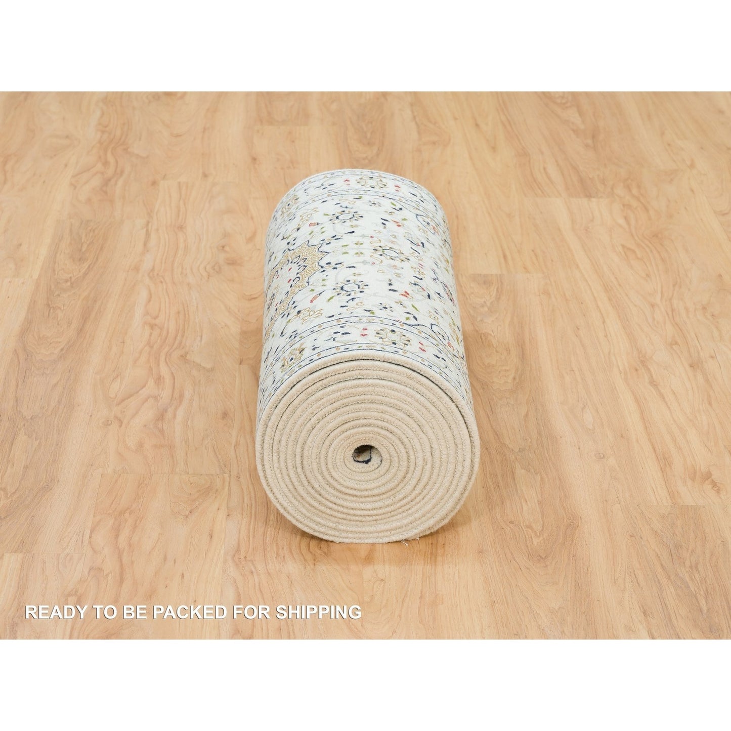 2'6"X22'9" White Hand Knotted Nain Design 250 Kpsi Wool Xl Runner Rug