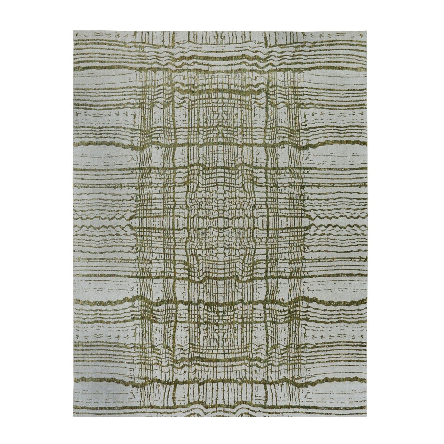 11'9"X14'8" Oversized Green Fine Jacquard Hand Loomed Wool & Art Silk Rug