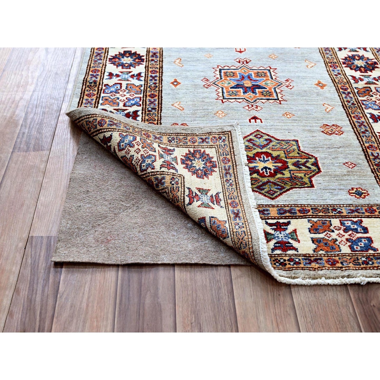2'11"X22'7" Gray Xl Afghan Hand Knotted Super Kazak Oriental Runner Rug