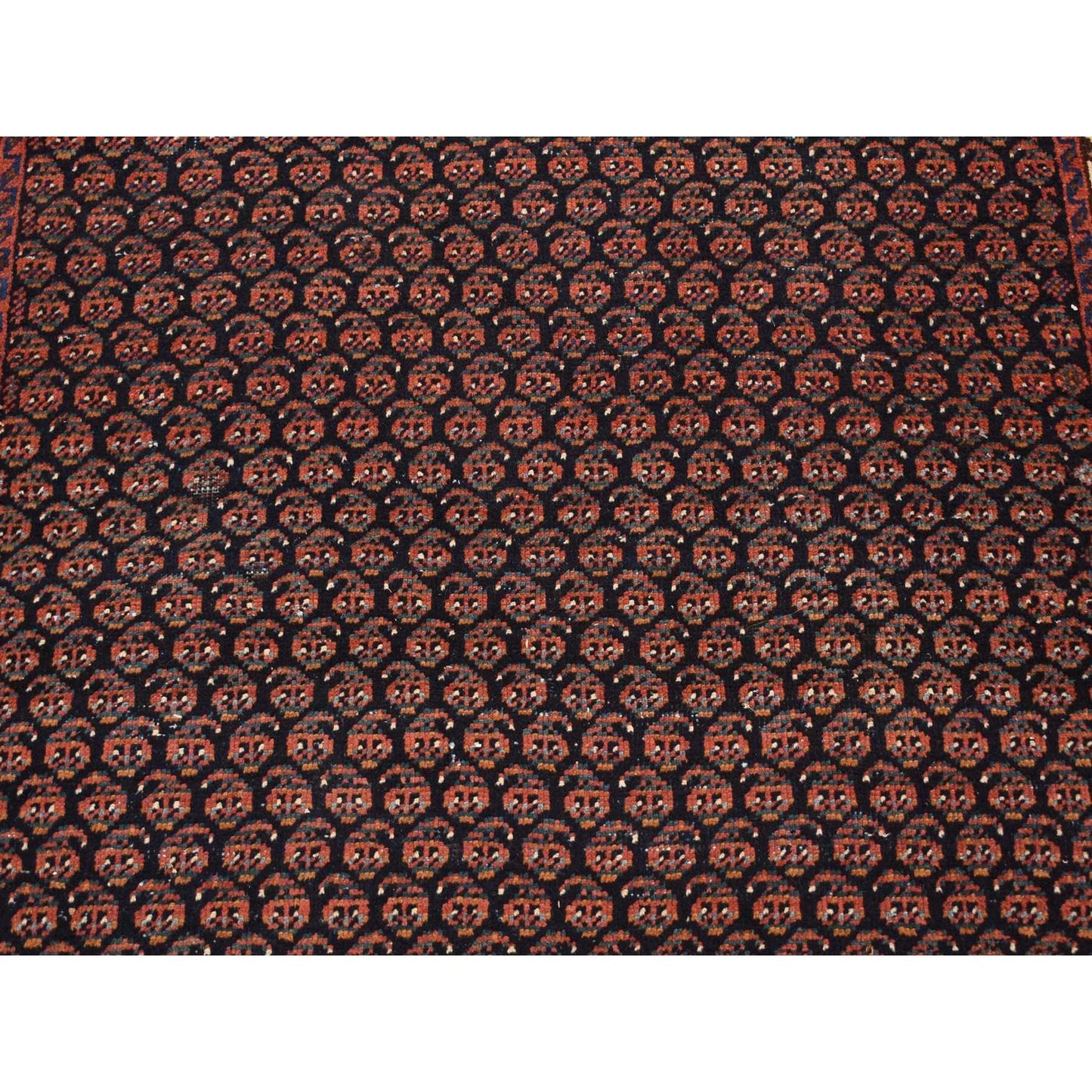 4'4"X6'10" Blue Antique Zoroastrian Hand Knotted Pure Wool Soft Clean Rug