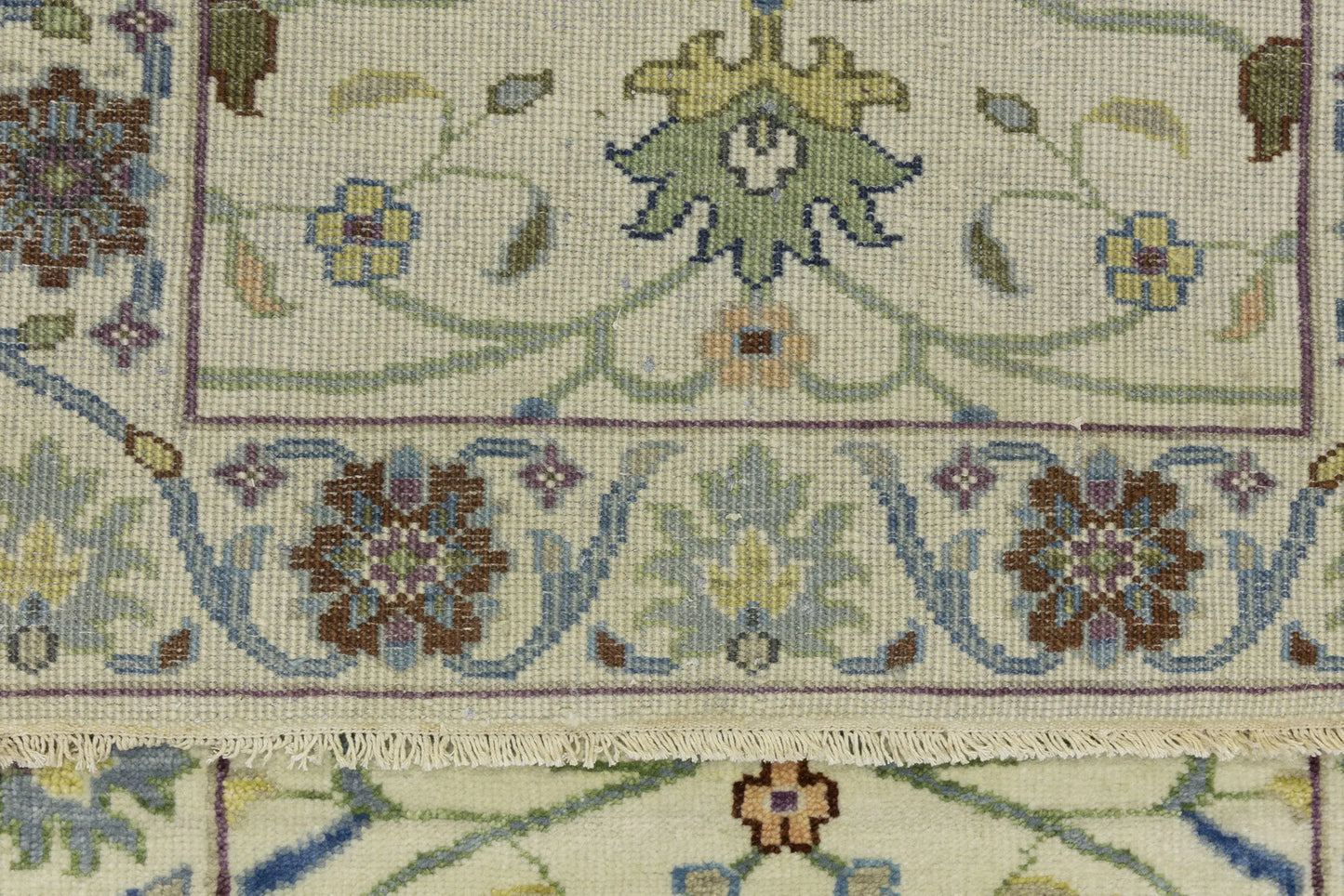 Cream Osh Chobi Peshawar Wool Runner Rug Floral