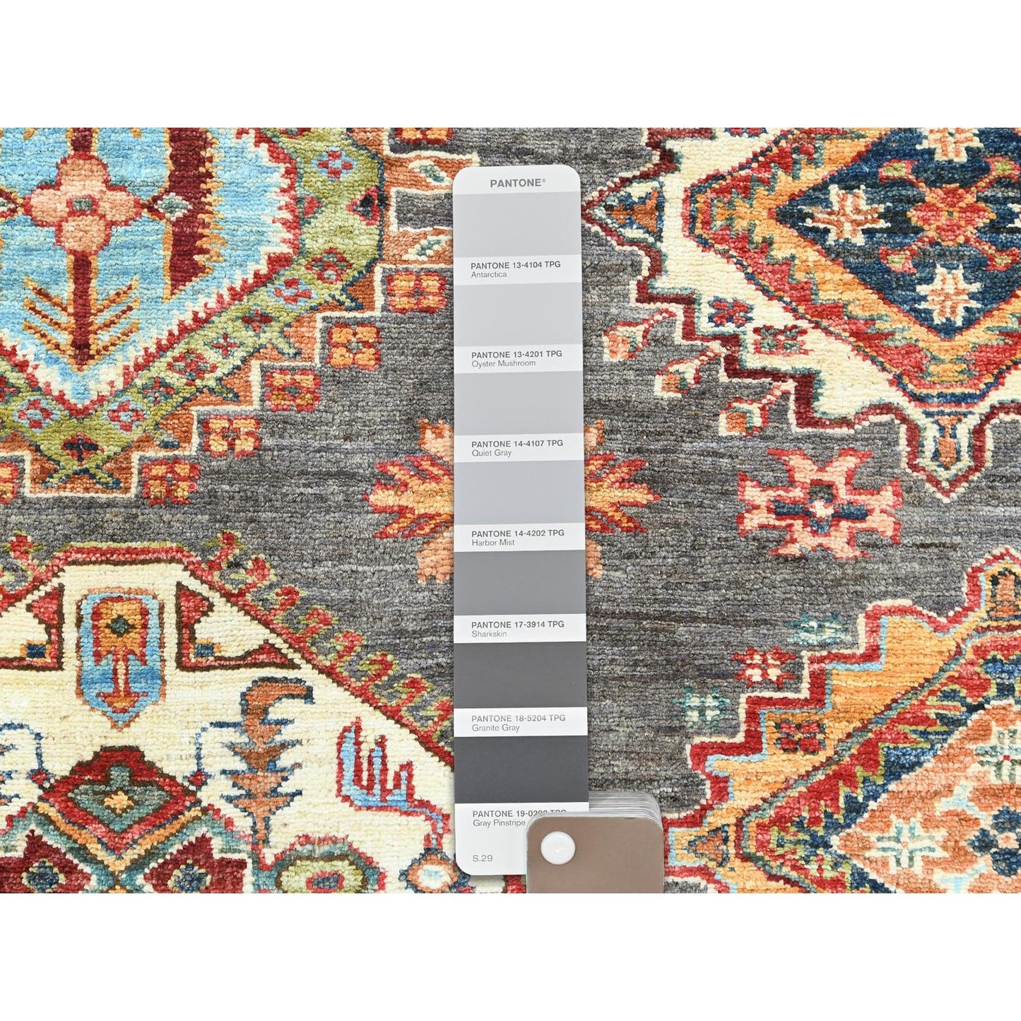 10'3"X13'10" Stone Gray Soft Wool Hand Knotted Afghan Super Kazak Rug