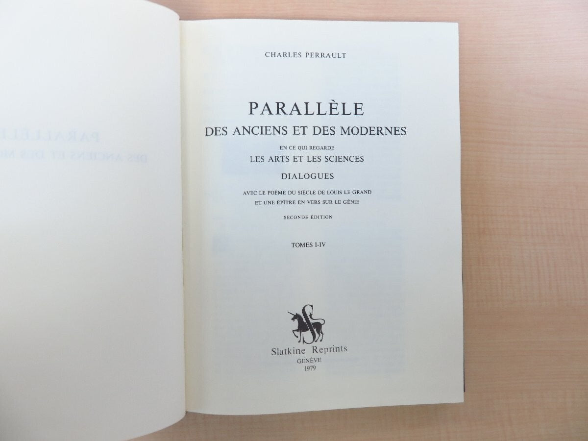 Parallele Des Anciens Et Des Modernes Charles Perrault 1979 Slatkine Facsimile