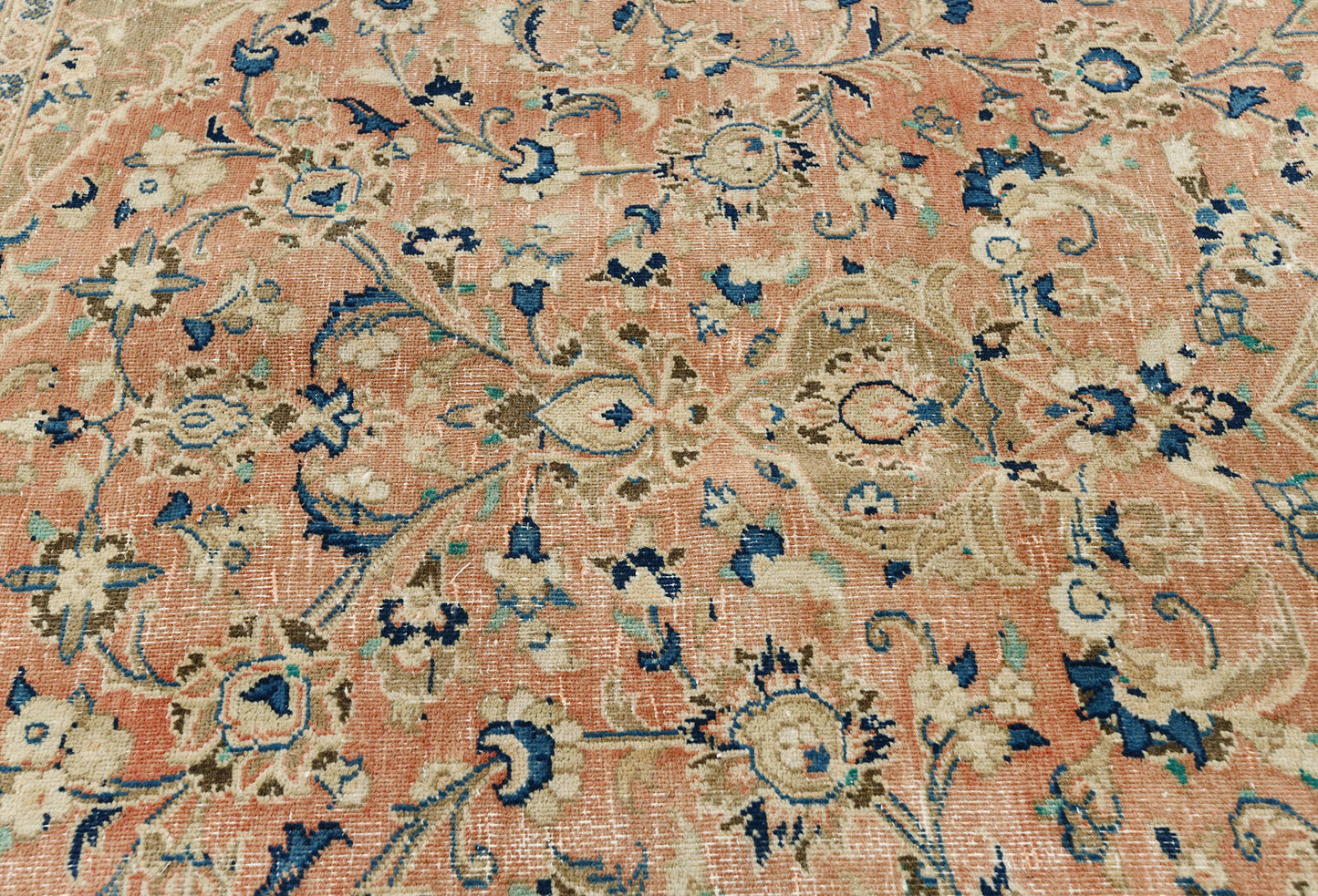 Antique Distressed Oriental Rug Floral Vintage