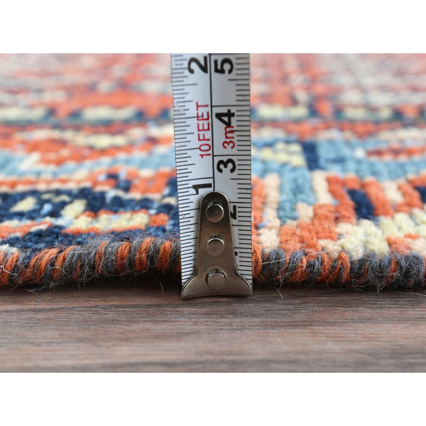 3'7"X9'3" Red Pure Wool Vintage Farsian Hand Knotted Worn Down Runner Rug
