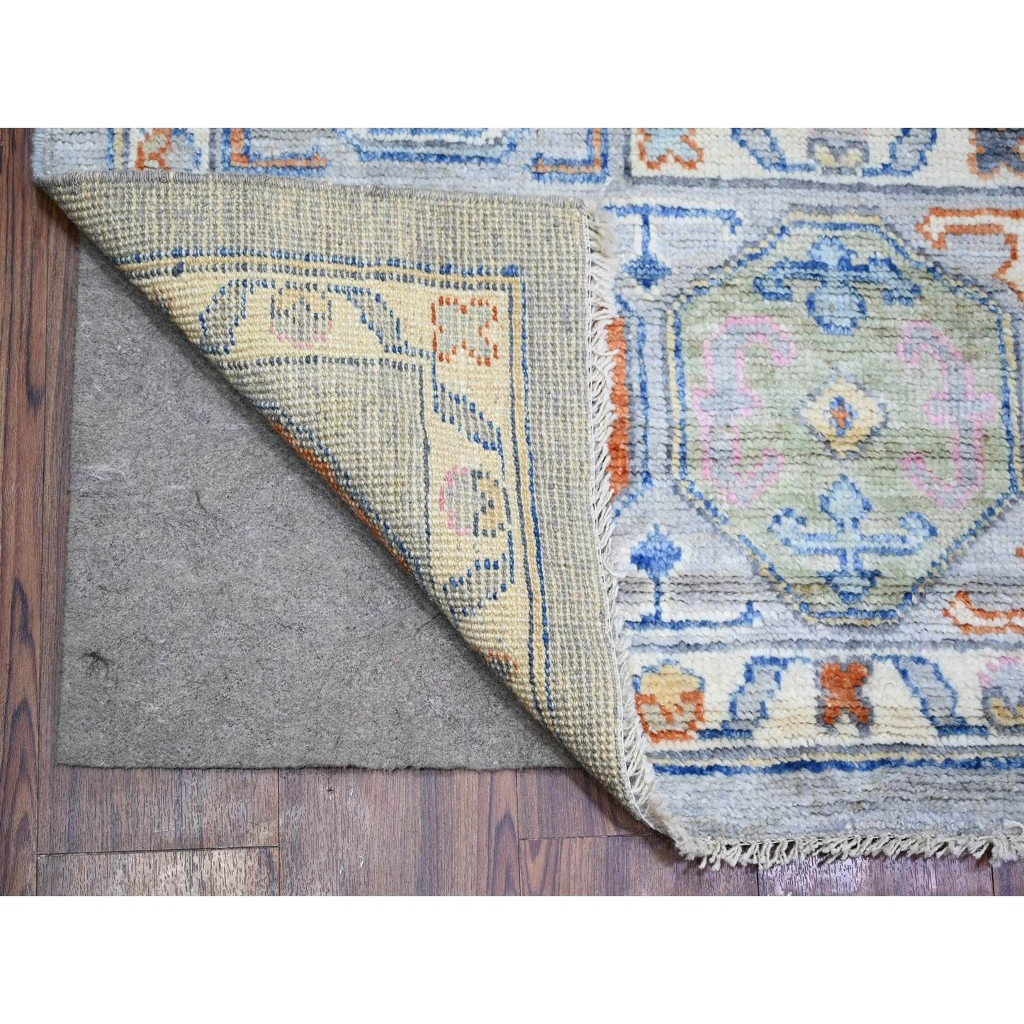 9'X11'6" Cloud Gray Anatolian Village Inspired Wool Hand Knotted Rug
