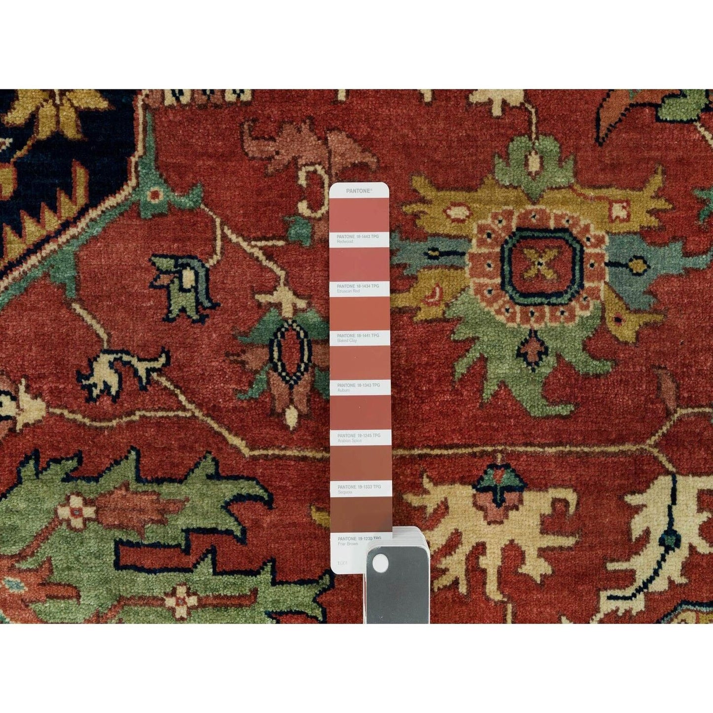 10'X10' Fire Brick Red Wool Antiqued Fine Heris Hand Knotted Square Rug