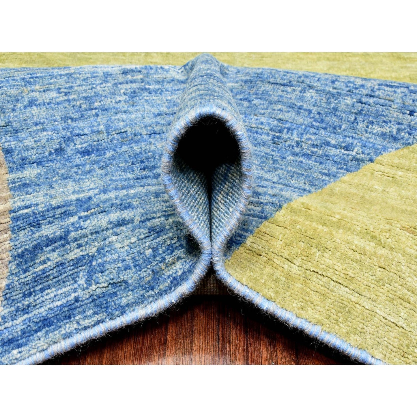 9'1"X12' Colorful Modern The Circles Design Soft Wool Hand Knotted Rug
