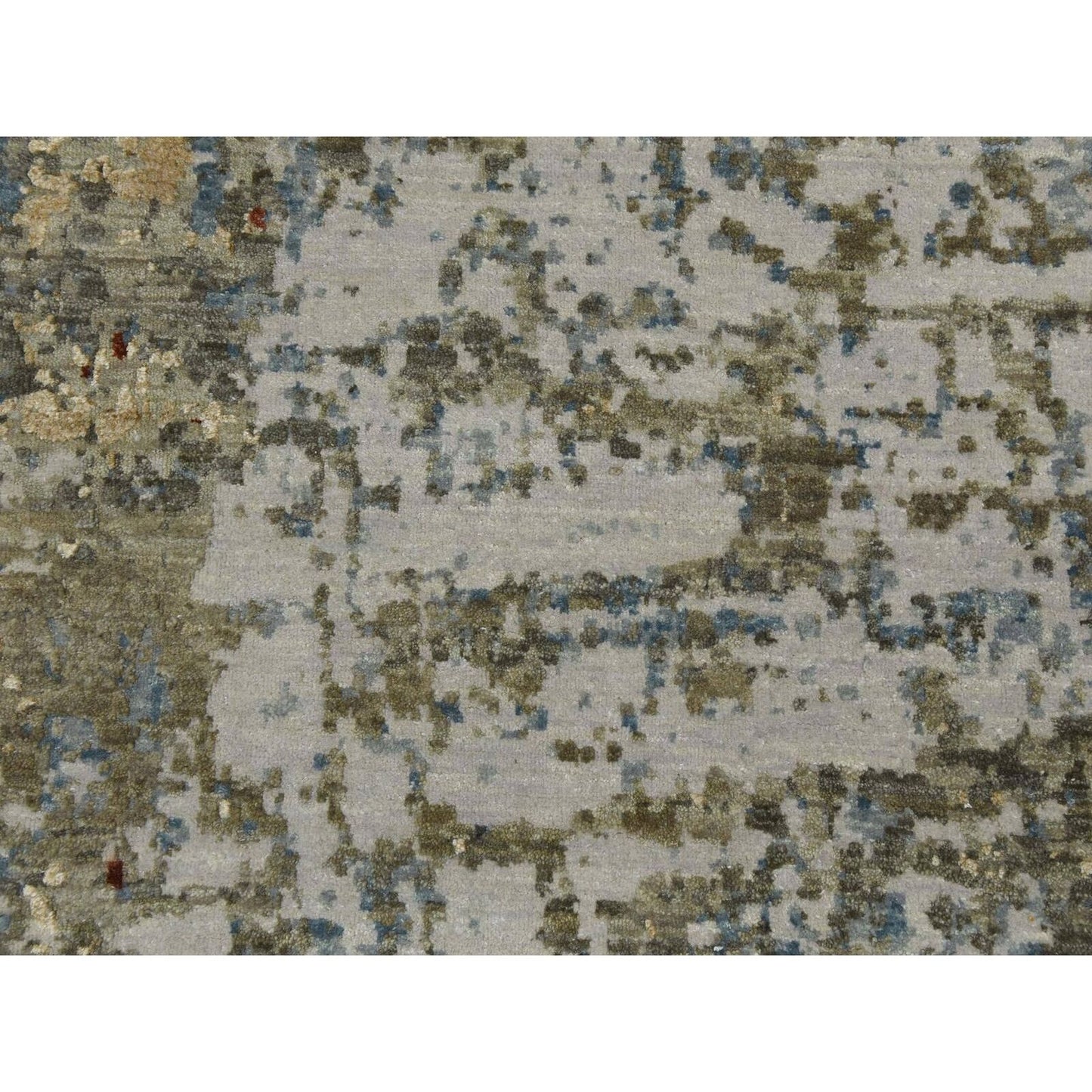 10'X14'2" Ash Gray Extra Soft Wool Hand Knotted Abstract Design Rug