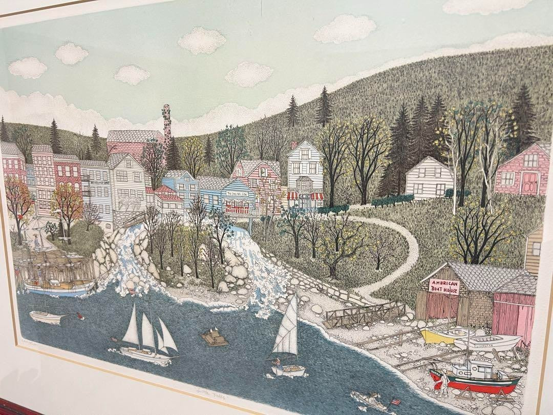 Cuca Romley "Little Falls" Limited Edition Lithograph Hand Signed Numbered Frame