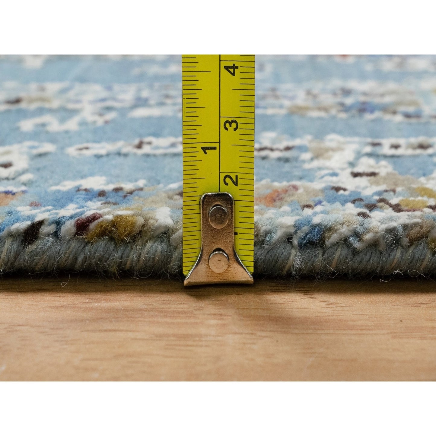 9'1"X12' Blue Modern Bamboo Cane Design Wool And Silk Hand Knotted Rug