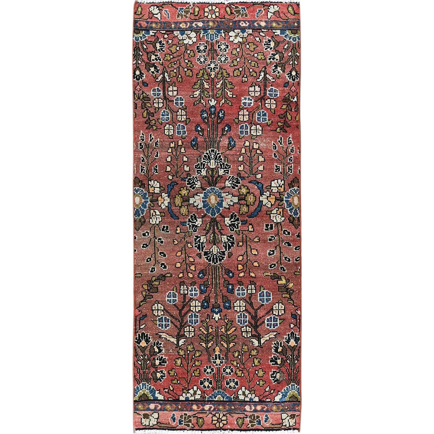 2'5"X5'10" Blush Red Vintage Zoroastrian Hand Knotted Wool Runner Rug