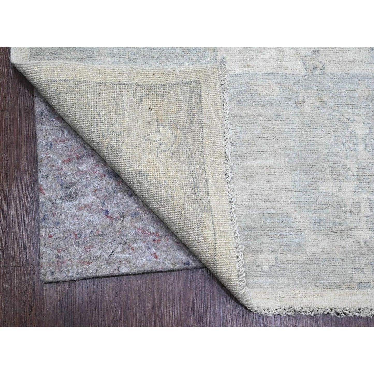8'10"X17'4" White Afghan Angora Oushak Wool Hand Knotted Oversized Rug