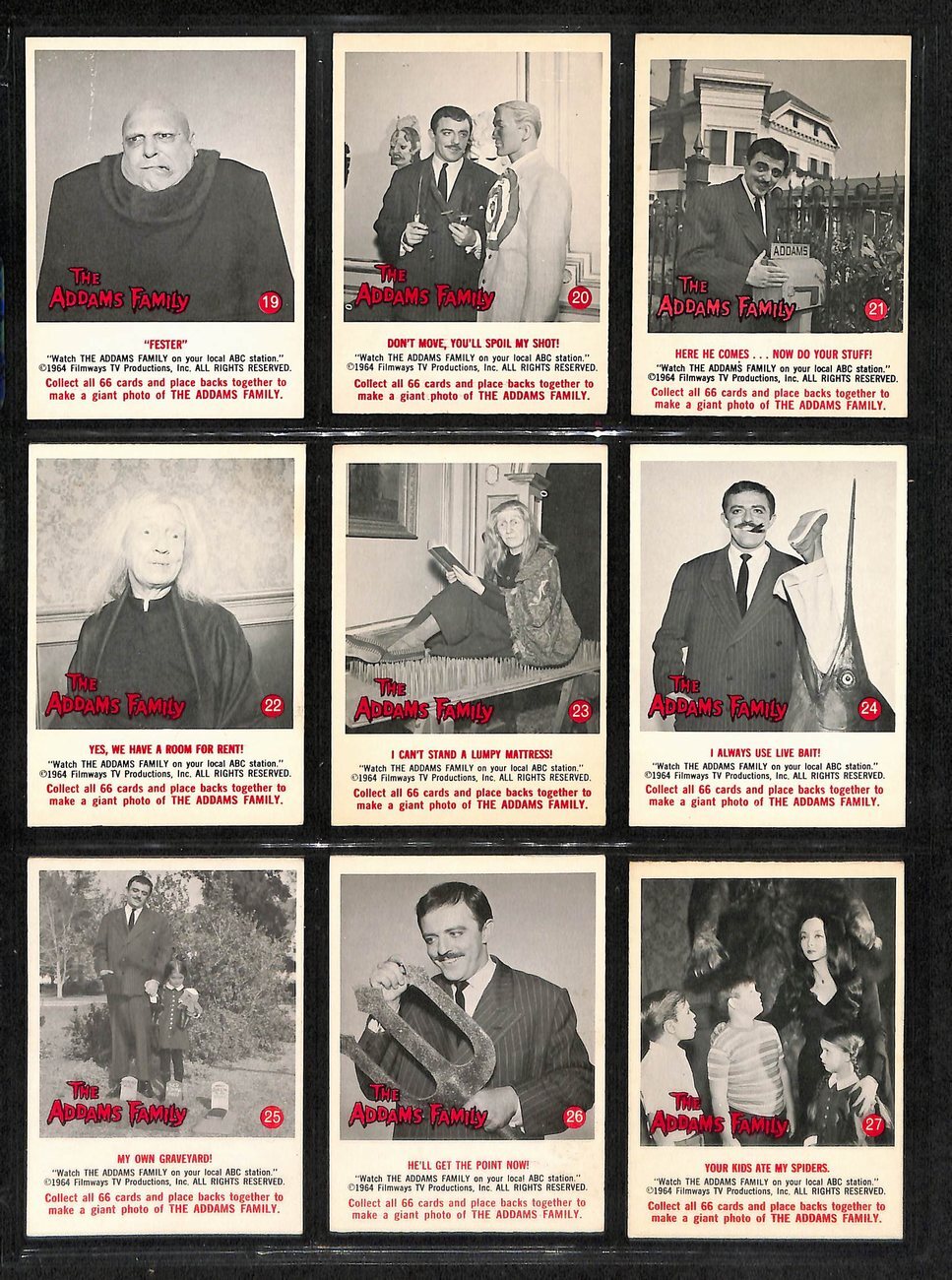 1964 The Adams Family Card Complete Set (1-66) Tv