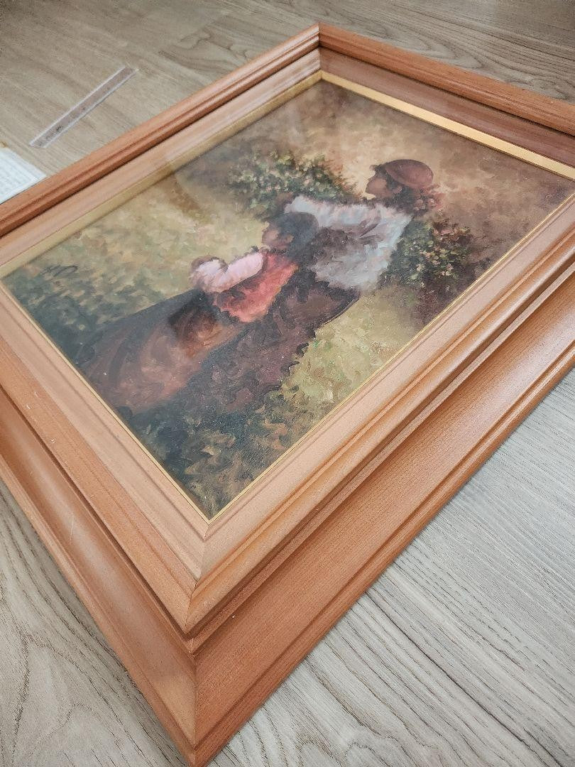 Antnio Pecoraro Original Oil Painting Sisters Italian-American Signed Framed